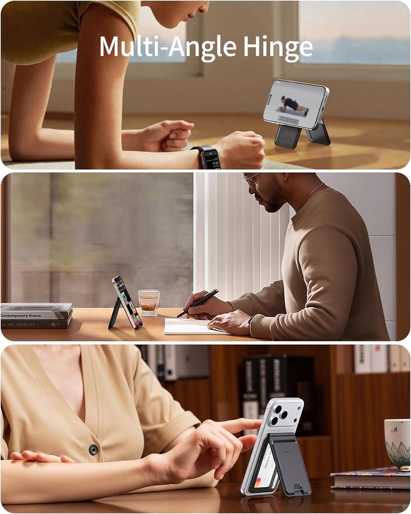 iWalk Stronger Magnetic Wallet, Upgraded for MagSafe Wallet, RFID Blocking, 5 Card Holder with Adjustable Stand, Slim Leather Phone Wallets for iPhone 17/16/15/14/13/12 Series, iPhone Wallets - Image 4